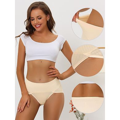 3 Packs Women's Hi-cut Ribbed High Waist Tummy Control Underwear, Available In Plus Size