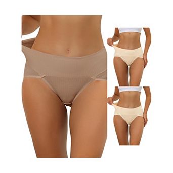 3 Packs Women's Hi-cut Ribbed High Waist Tummy Control Underwear, Available In Plus Size