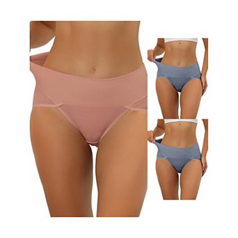 3 Packs Women's Hi-cut Ribbed High Waist Tummy Control Underwear, Available In Plus Size