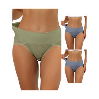 3 Packs Women's Hi-cut Ribbed High Waist Tummy Control Underwear, Available In Plus Size