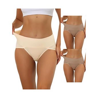 3 Packs Women's Hi-cut Ribbed High Waist Tummy Control Underwear, Available In Plus Size