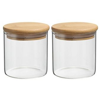 10 Oz 2 Pack Glass Kitchen Container Clear Food Storage Jar For Nuts Sugar Coffee Beans Spices