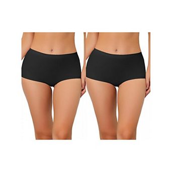 2 Packs Women's Boyshorts Underwear Unlined Invisible Mid Waisted Stretch Solid Panties