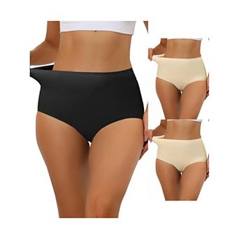 3 Packs Women's Elastic High-waisted Brief Breathable No Show Hipster Underwear