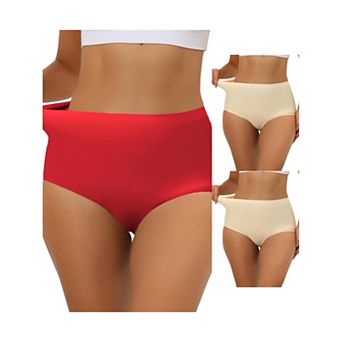 3 Packs Women's Elastic High-waisted Brief Breathable No Show Hipster Underwear