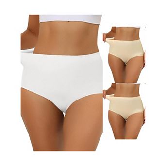 3 Packs Women's Elastic High-waisted Brief Breathable No Show Hipster Underwear