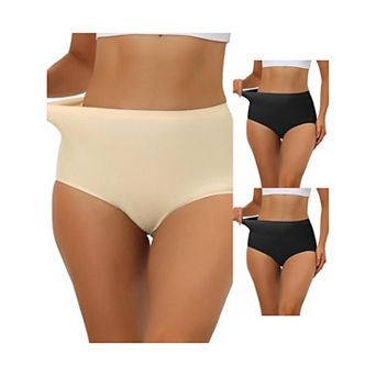 3 Packs Women's Elastic High-waisted Brief Breathable No Show Hipster Underwear