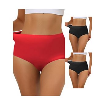 3 Packs Women's Elastic High-waisted Brief Breathable No Show Hipster Underwear