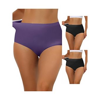 3 Packs Women's Elastic High-waisted Brief Breathable No Show Hipster Underwear