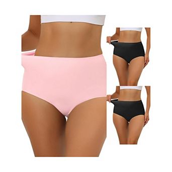 3 Packs Women's Elastic High-waisted Brief Breathable No Show Hipster Underwear