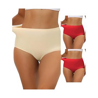 3 Packs Women's Elastic High-waisted Brief Breathable No Show Hipster Underwear