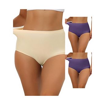 3 Packs Women's Elastic High-waisted Brief Breathable No Show Hipster Underwear