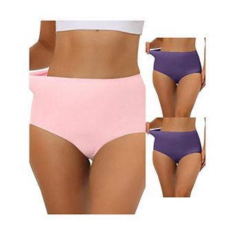3 Packs Women's Elastic High-waisted Brief Breathable No Show Hipster Underwear