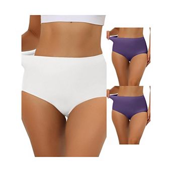 3 Packs Women's Elastic High-waisted Brief Breathable No Show Hipster Underwear