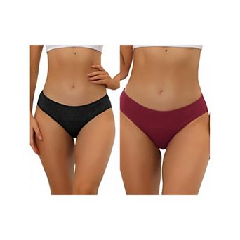 2 Packs Women's Underwear Mid-waisted Hipster Panties, Available In Plus Size