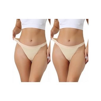 2 Packs Women's Breathable Underwear Leak Proof Stretch Thongs 4 Layers Medium Waist Panties