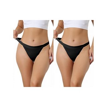 2 Packs Women's Breathable Underwear Leak Proof Stretch Thongs 4 Layers Medium Waist Panties