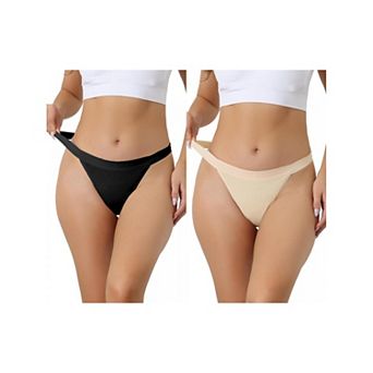 2 Packs Women's Breathable Underwear Leak Proof Stretch Thongs 4 Layers Medium Waist Panties