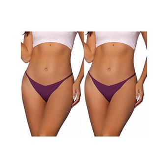 2 Packs Women's V-waisted Underwear Ruched Invisibles Breathable No Trace Thongs