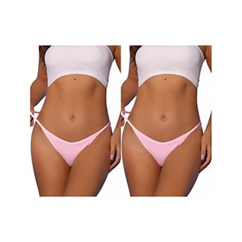2 Packs Women's V-waisted Underwear Ruched Invisibles Breathable No Trace Thongs