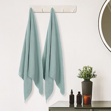 2 Pack Cotton Bath Towels, Quicker to Dry and Lightweight Towels for Bathroom 28" x 56"