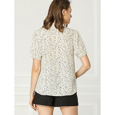 2 Packs Women's Retro Dots Blouses Bow Tie Peter Pan Collar Chiffon Blouses