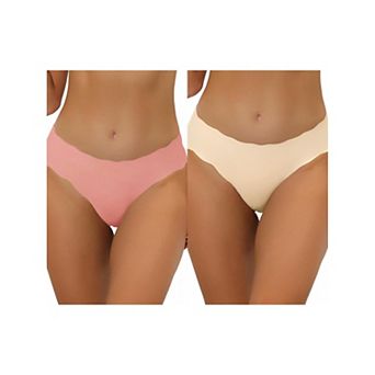 2 Packs Traceless Panties For Women No Show Stretch Solid Underwear Invisible Brief