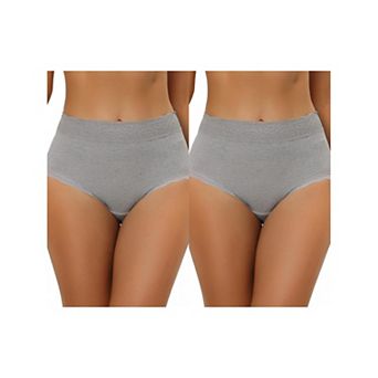 2 Packs Women's High Waist Underwear Tummy Control Comfortable Lace Trim Ribbed Panties