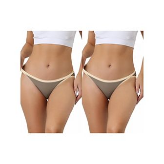 2 Packs Women's Underwear Low Waist Stretch Briefs Soft Underpants Ladies Hi-cut Panties