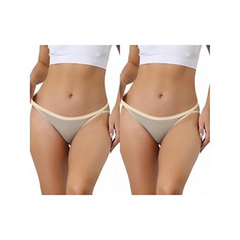 2 Packs Women's Underwear Low Waist Stretch Briefs Soft Underpants Ladies Hi-cut Panties