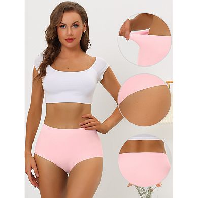 3 Packs Women's Elastic High-waisted Brief Breathable No Show Hipster Underwear Muti-color