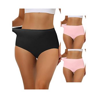 3 Packs Women's Elastic High-waisted Brief Breathable No Show Hipster Underwear Muti-color