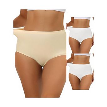 3 Packs Women's Elastic High-waisted Brief Breathable No Show Hipster Underwear Muti-color