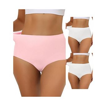 3 Packs Women's Elastic High-waisted Brief Breathable No Show Hipster Underwear Muti-color
