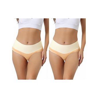 2 Packs High Waist Underwear For Women's Stretch Briefs Soft Underpants Tummy Control Panties