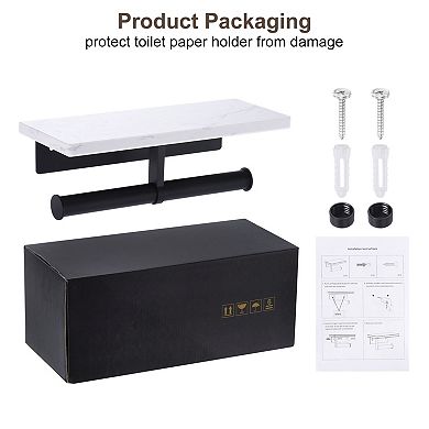 Toilet Paper Holder With Marble Shelf