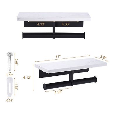 Toilet Paper Holder With Marble Shelf