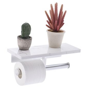 Toilet Paper Holder With Marble Shelf
