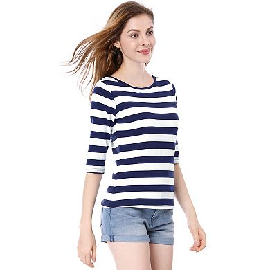 2 Packs Women's Elbow Sleeves Round Neck Casual Printed T-shirts
