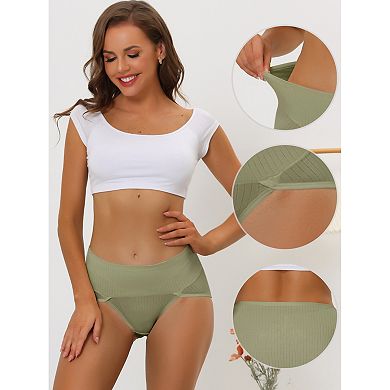 3 Packs Women's Hi-cut Ribbed High Waist Tummy Control Underwear, Available In Plus Size/muti-color