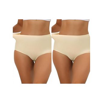 2 Packs Women's Elastic High-waisted Traceless Brief Breathable No Show Hipster Underwear