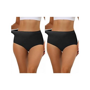 2 Packs Women's Elastic High-waisted Traceless Brief Breathable No Show Hipster Underwear