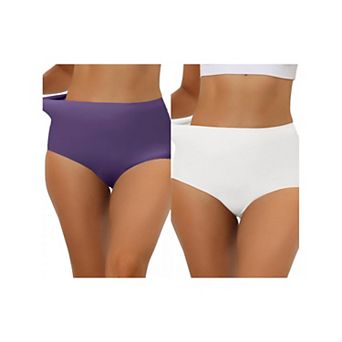 2 Packs Women's Elastic High-waisted Traceless Brief Breathable No Show Hipster Underwear