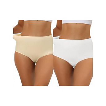 2 Packs Women's Elastic High-waisted Traceless Brief Breathable No Show Hipster Underwear Muti-color