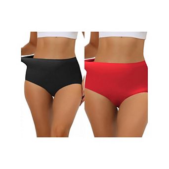2 Packs Women's Elastic High-waisted Traceless Brief Breathable No Show Hipster Underwear Muti-color