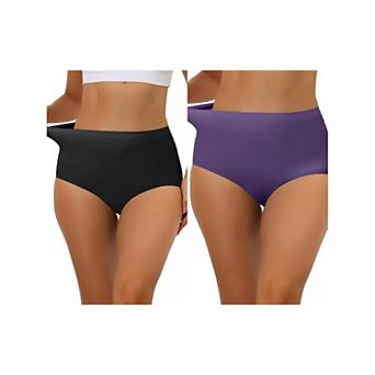 2 Packs Women's Elastic High-waisted Traceless Brief Breathable No Show Hipster Underwear Muti-color