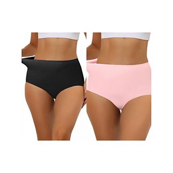 2 Packs Women's Elastic High-waisted Traceless Brief Breathable No Show Hipster Underwear Muti-color