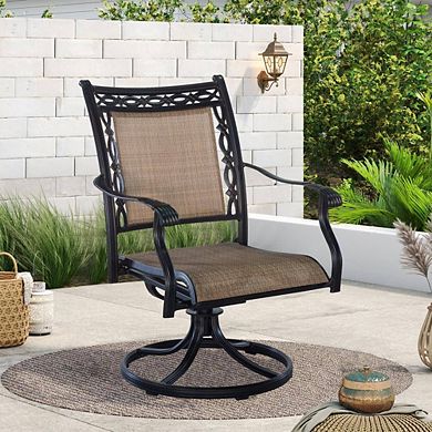 Mondawe Aluminum Outdoor Patio Swivel Dining Arm Chair (set Of 2)