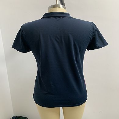 Women's Polo Shirt Short Sleeve Summer Print Top Light Sport Golf Tennis Shirt