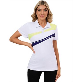 Women's Polo Shirt Short Sleeve Summer Print Top Light Sport Golf Tennis Shirt